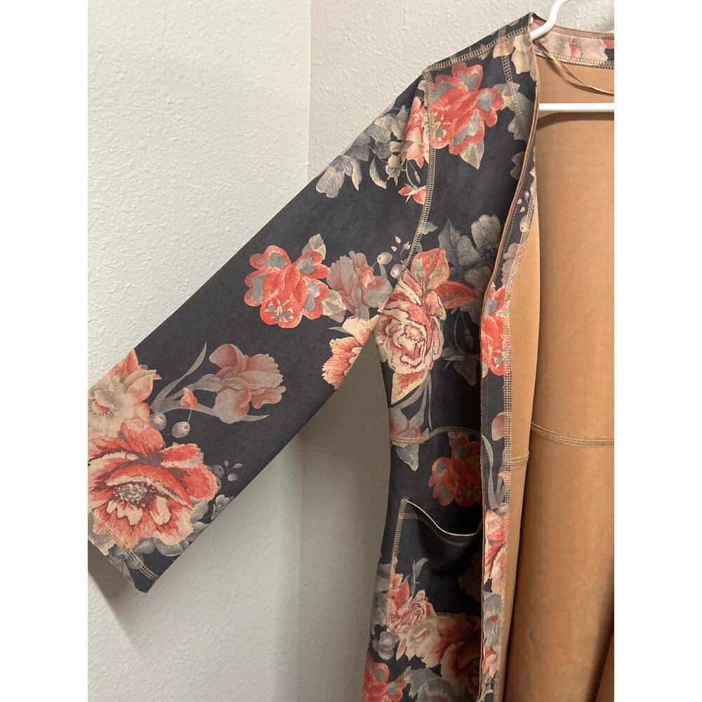 NWT Anthropologie Floral Faux Suede super soft Jacket Boho Festival Layer Size L - Picture 3 of 11